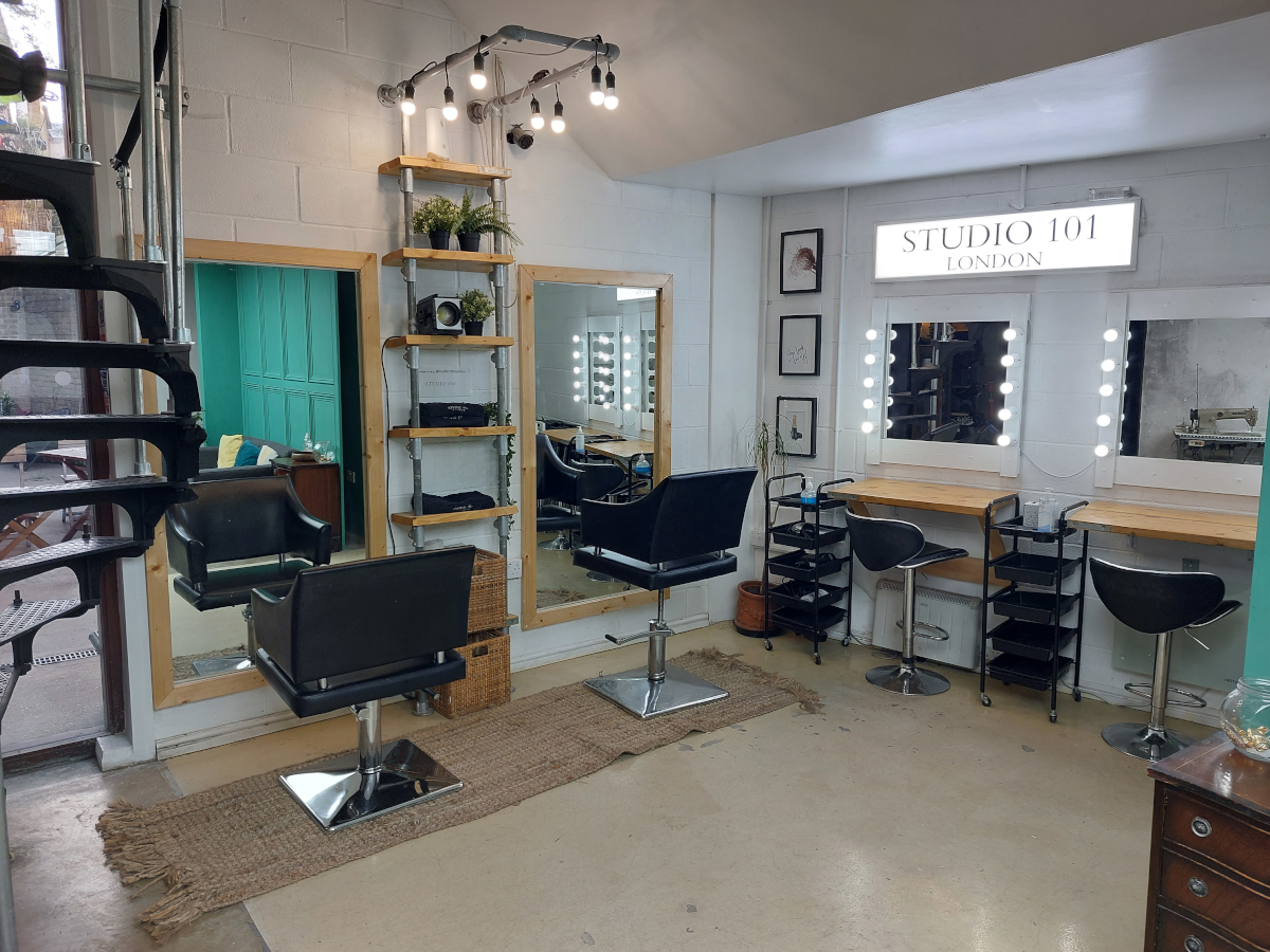 studio beauty salon make up tables