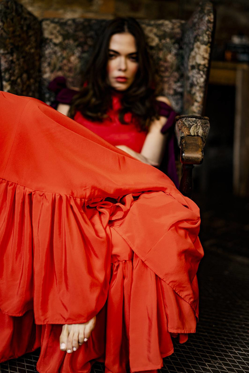 portrait ash full in red dress