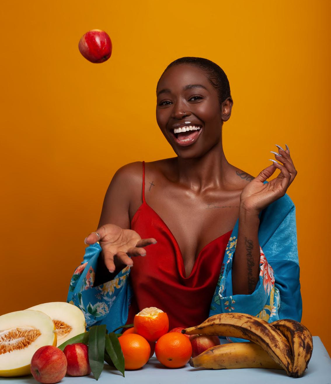 portrait fireshone levitating fruit lady