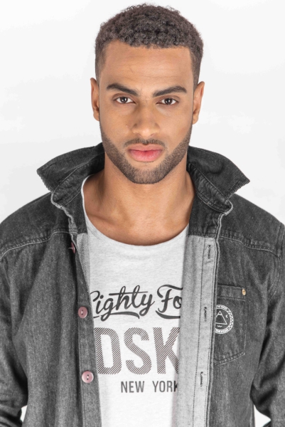 portrait james man grey denim